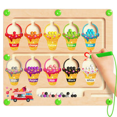 Kidific Magnetic Color and Number Maze bead track for color matching.