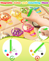 Kidific Magnetic Color and Number Maze magnetic pen helps build precision.