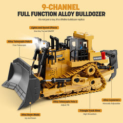 KIDMARKT metal RC Bulldozer rear view showcasing rugged build