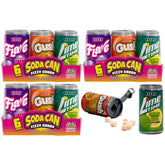 Kidsmania mini soda can fizzy candy pack, colorful cans for party favors.