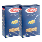 KIDU Barilla Ditalini pasta 2-pack on shelf, perfect for quick family dinners.