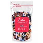 KIDU Chocolate Rocks bulk bag showcases candy-coated edible chunks for cake decorating.