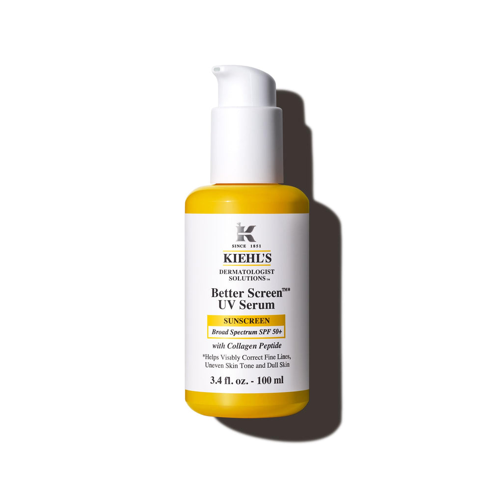 Kiehl's Better Screen UV Serum bottle with invisible finish for all skin tones.