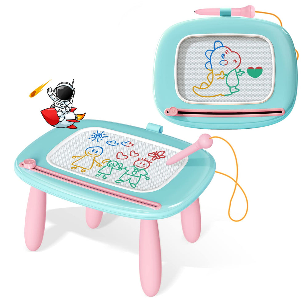 Kikidex toddler drawing board in mint blue encourages mess-free creative play.