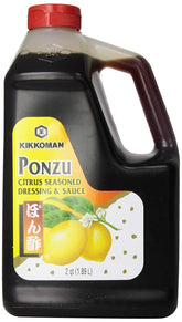 Kikkoman Ponzu bottle pouring to brighten dishes with citrus umami.