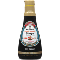 Kikkoman Smooth Aromatic Soy Sauce bottle for delicate sushi and sashimi