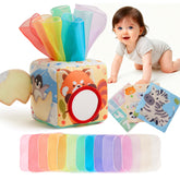 KILGICO tissue box toy with spring elephant promotes sensory exploration for babies.