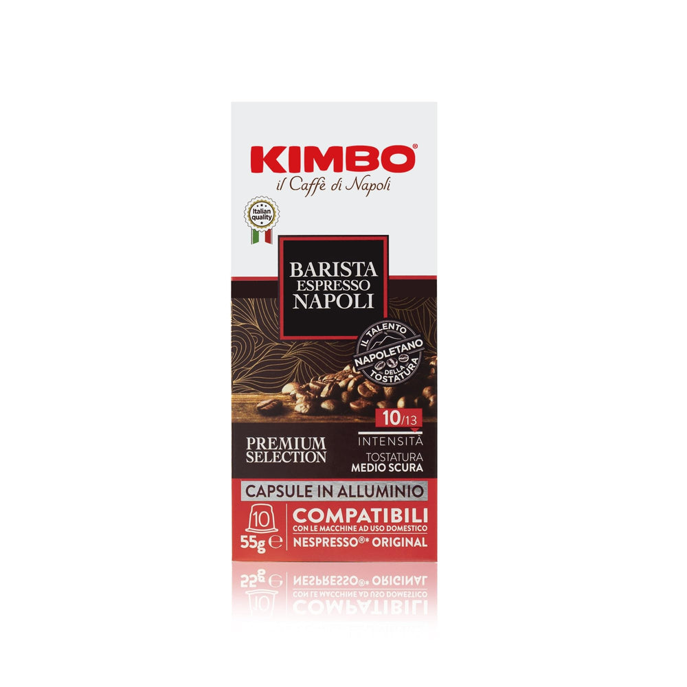 KIMBO Barista Napoli intensity 10 capsules in the box for authentic home espresso.