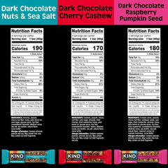 KIND Dark Chocolate Cherry Cashew bar with cashews and cherry notes for on-the-go snacking.