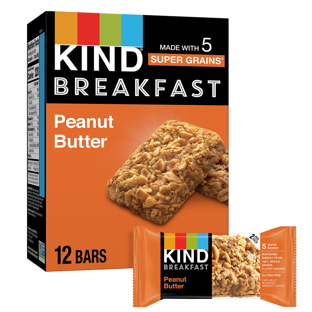 KIND Breakfast Bars Peanut Butter two-bar pack for convenient on-the-go snacking