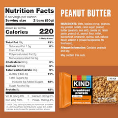 KIND Breakfast Protein Bars peanut butter two-bar pack shown for on-the-go mornings