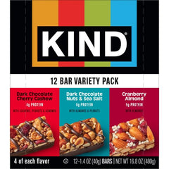 Kind Dark Chocolate Cherry Cashew bar with cherries and cashews for a tasty bite