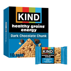 KIND Dark Chocolate Chunk bar close-up showing chewy texture for sustained energy.