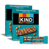 KIND dark chocolate nuts and sea salt bar on-the-go energy from almonds and chocolate.