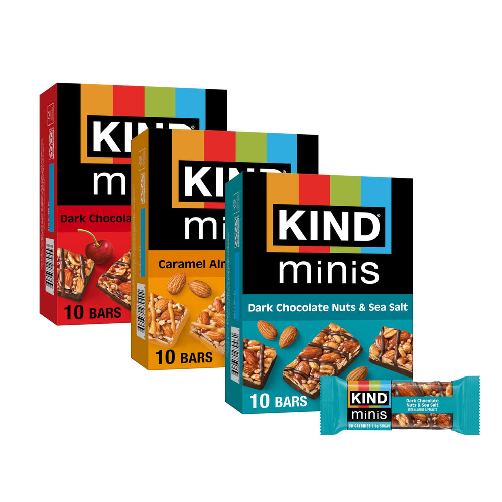 KIND Minis dark chocolate nuts and sea salt bar for a gluten-free snack.