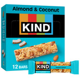 KIND Almond Coconut bar close-up highlights crunchy almonds and coconut for on-the-go snacking