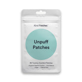 Kind Patches unpuff patch close-up showing plant-based ingredients for daily use.