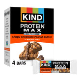 KIND Protein MAX crispy bar front view, chocolate peanut butter flavor, on-the-go protein boost.