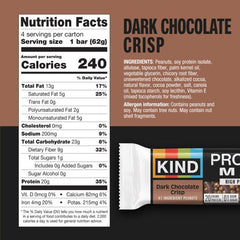 Close-up of KIND Protein MAX bar showing rich chocolate texture and 20g protein.