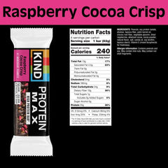 KIND Protein MAX Raspberry Cocoa Crisp bar-pack showcases convenient, low-sugar protein.