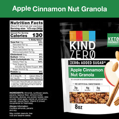 KIND Zero Added Sugar Apple Cinnamon Granola serving with almonds and pecans.