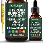 Kindled Thyroid Support Drops bottle on a clean surface for daily balance.