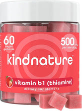 Kindnature Vitamin B1 Gummies packshot highlighting high potency for daily energy support.