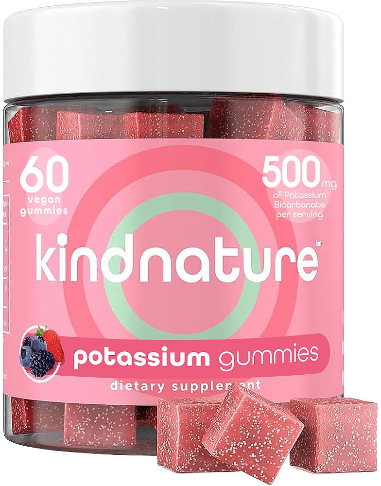 KINDNATURE Potassium Gummies bottle front showing vegan electrolyte support