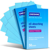 Kindshine Kineshine 100p blotting sheets close-up demonstrates strong oil absorption for shine control.