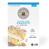 King Arthur gluten-free cake mix confetti box front shows versatile baking options