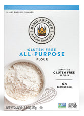 King Arthur gluten-free flour bag ready for gluten-free baking on the counter.