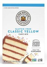 King Arthur gluten-free yellow cake mix box for easy, reliable baking