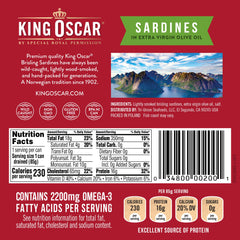 King Oscar brisling sardines in olive oil close-up, highlighting delicate texture and flavor.