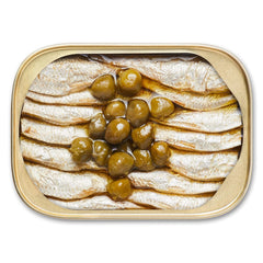 King Oscar small brisling sardines in a wooden-style exterior package.