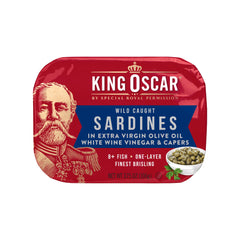 King Oscar wild-caught sardines in a can ready for a snack.