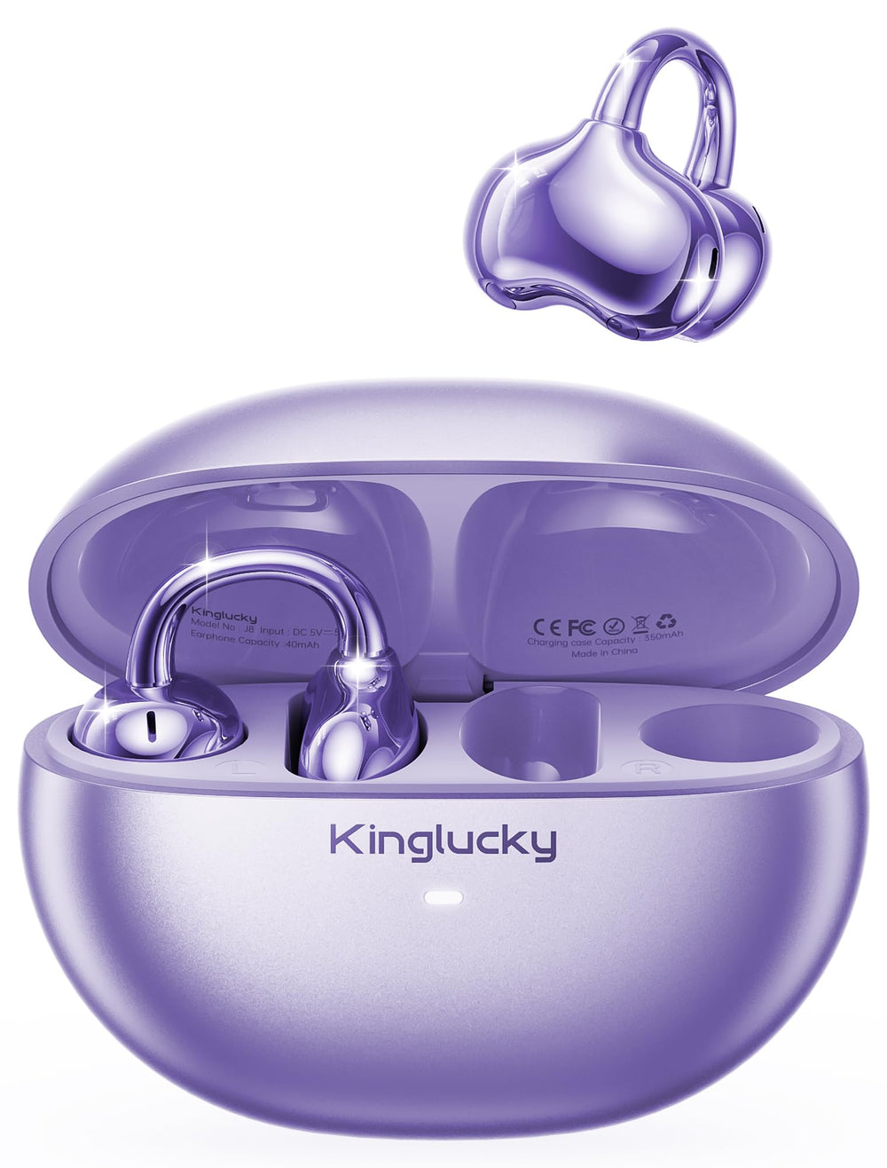 Kinglucky Upgraded Clip-On Earbuds rose pink close-up open-ear comfort