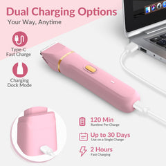 KINGTEE pink waterproof trimmer supports wet and dry use for convenient routines