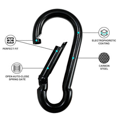 KINLINK compact black carabiner ideal for tents, backpacks, and hammocks