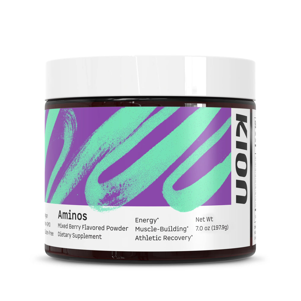 Kion Aminos mixed-berry-tub offers premium essential amino acids for daily recovery.