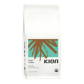 Kion Organic Ground Coffee packaging highlights eco-friendly branding and freshness.