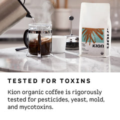 Kion Organic Ground Coffee specialty grade top 3 percent on beans.