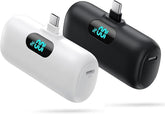 Kioson two-pack 5000mAh portable charger, compatible with iPhone, Samsung, and Android devices.