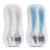 Kirecoo toddler utensils set front view showing sturdy stainless steel for self feeding