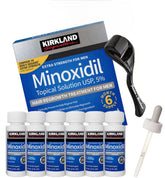 Kirkland Minoxidil 5% bottle pour for precise scalp application