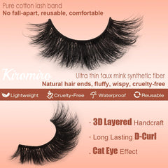 Kiromiro mink lashes 18mm cat-eye 3D volume for depth