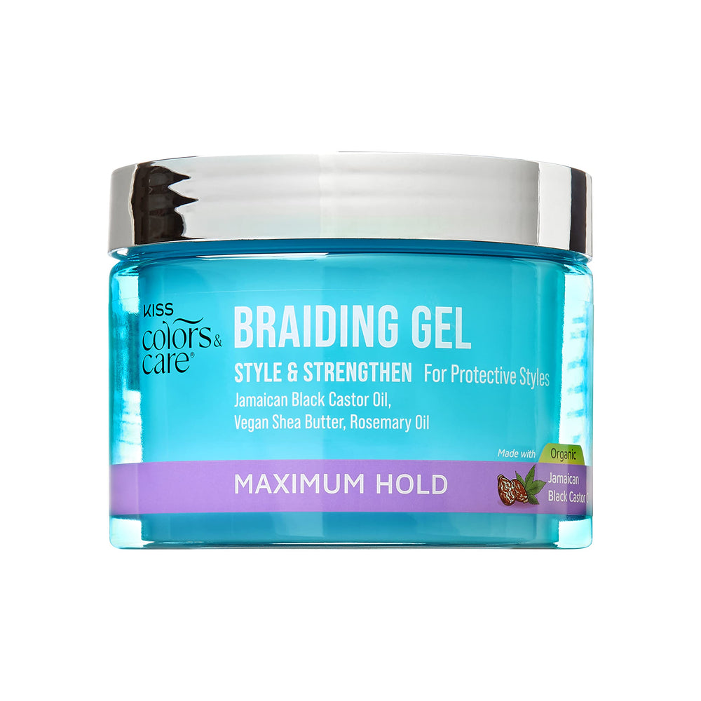 KISS Colors & Care Braid Gel bottle with shine-boosting hold.