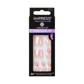 KISS imPRESS glossy pink square nails close-up for long-lasting pedicure