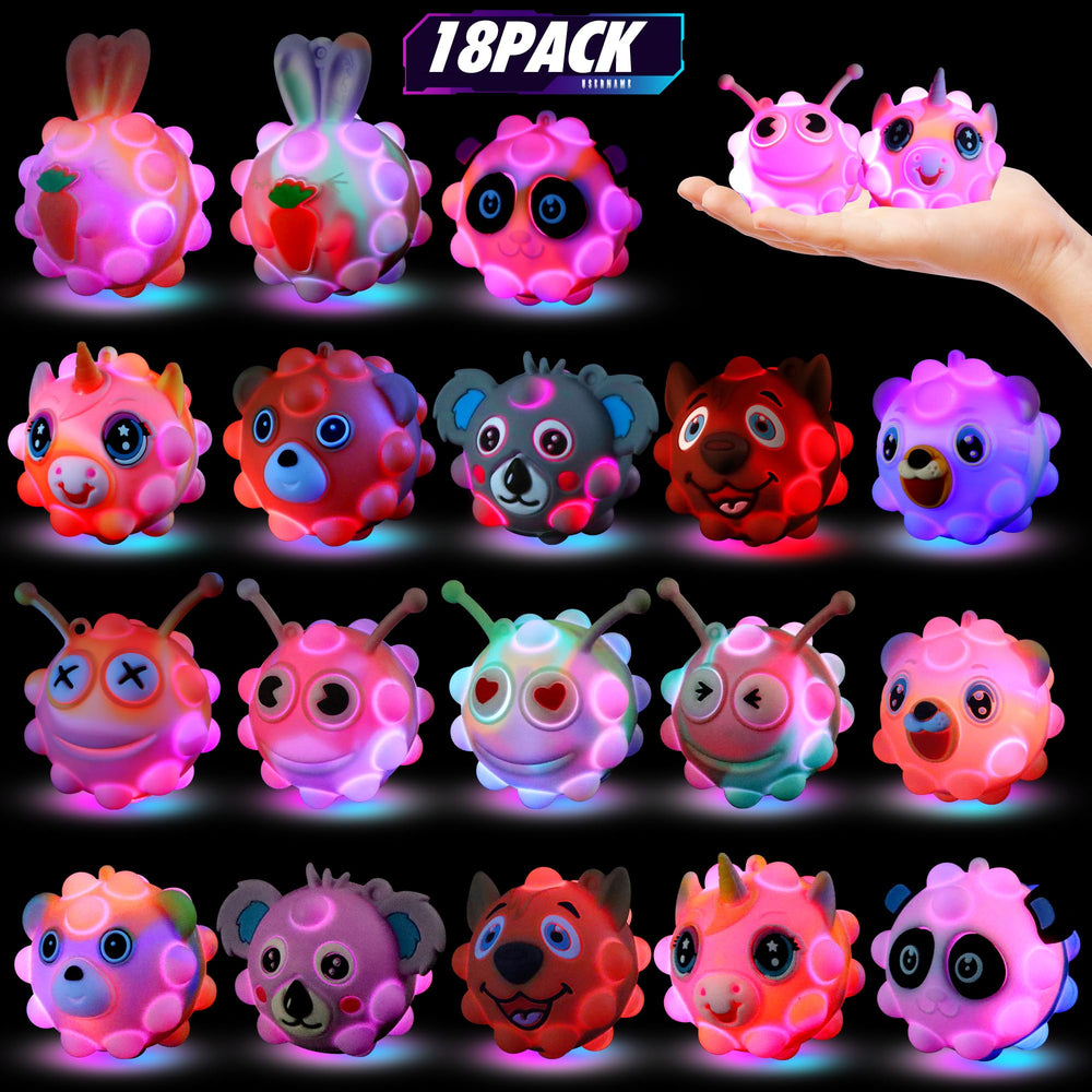 KissFree light-up animal pop ball glow-in-the-dark design for night-time play.