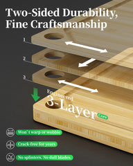 Kitsure cutting boards with built-in handles for easy lifting.