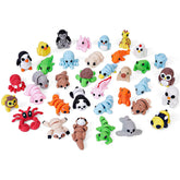 KittyCode 36-piece mini 3D printed animal figurines set for desk display and imaginative play.